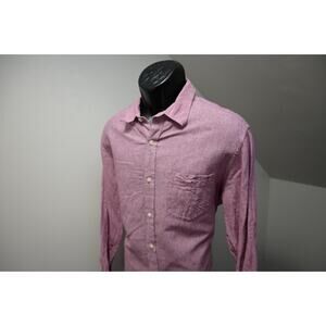 Banana Republic Linen Standard Fit Button Up Shirt Pink Long Sleeve Mens Large
